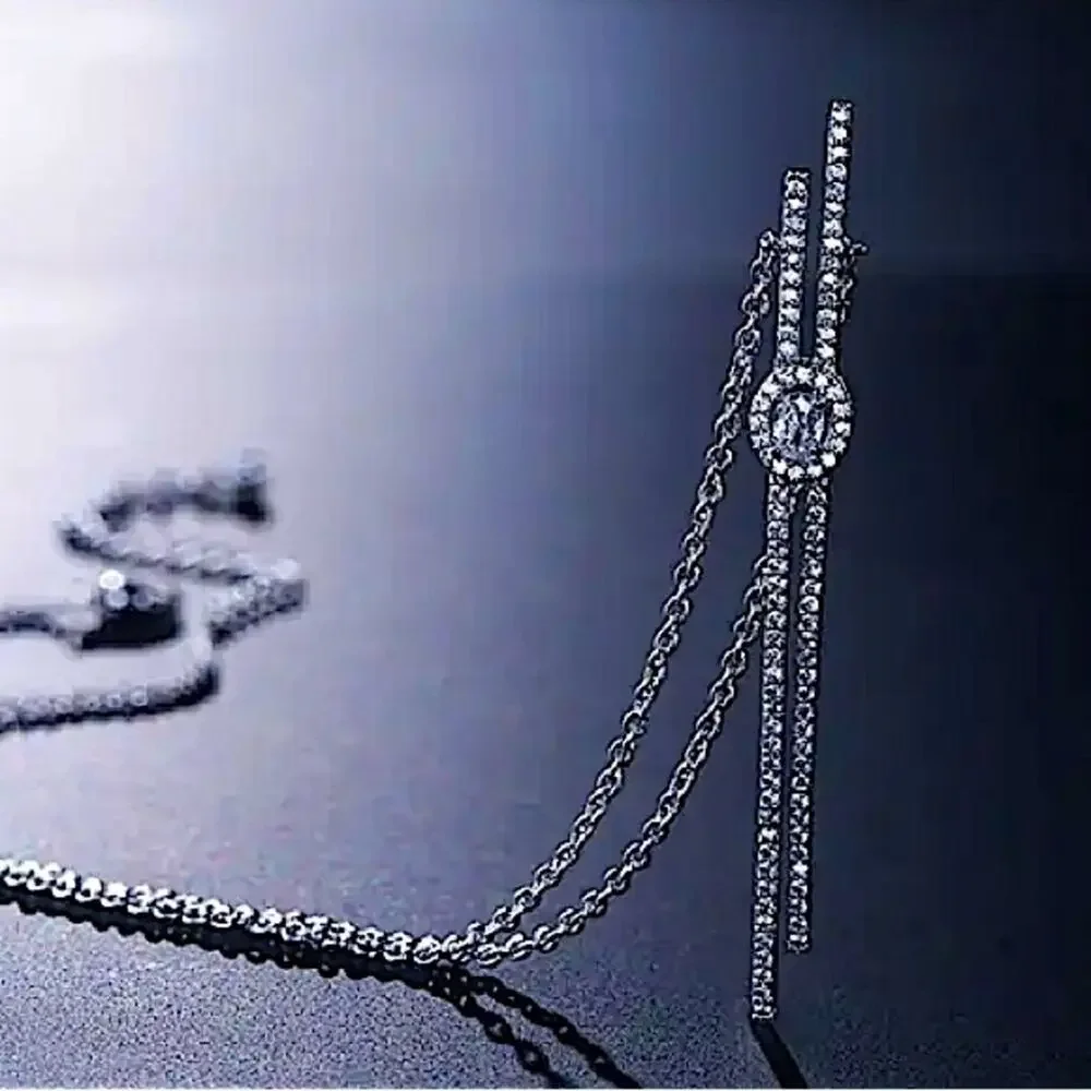 Steroids Silver Cubic Zircon Necklace Minimalist